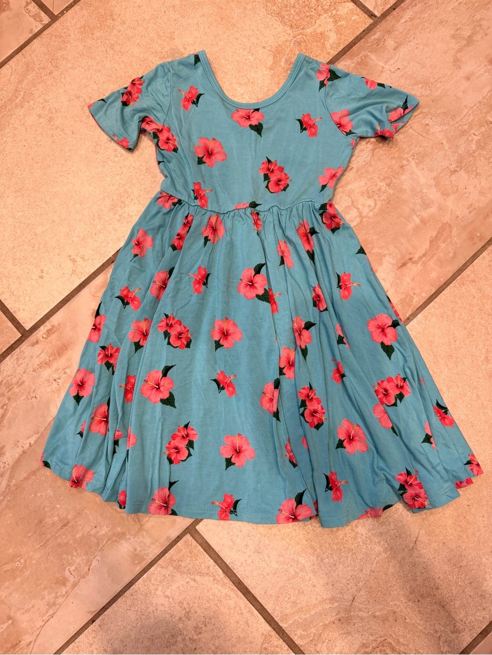Kyte BABY Teal Dress with Pink Floral Print